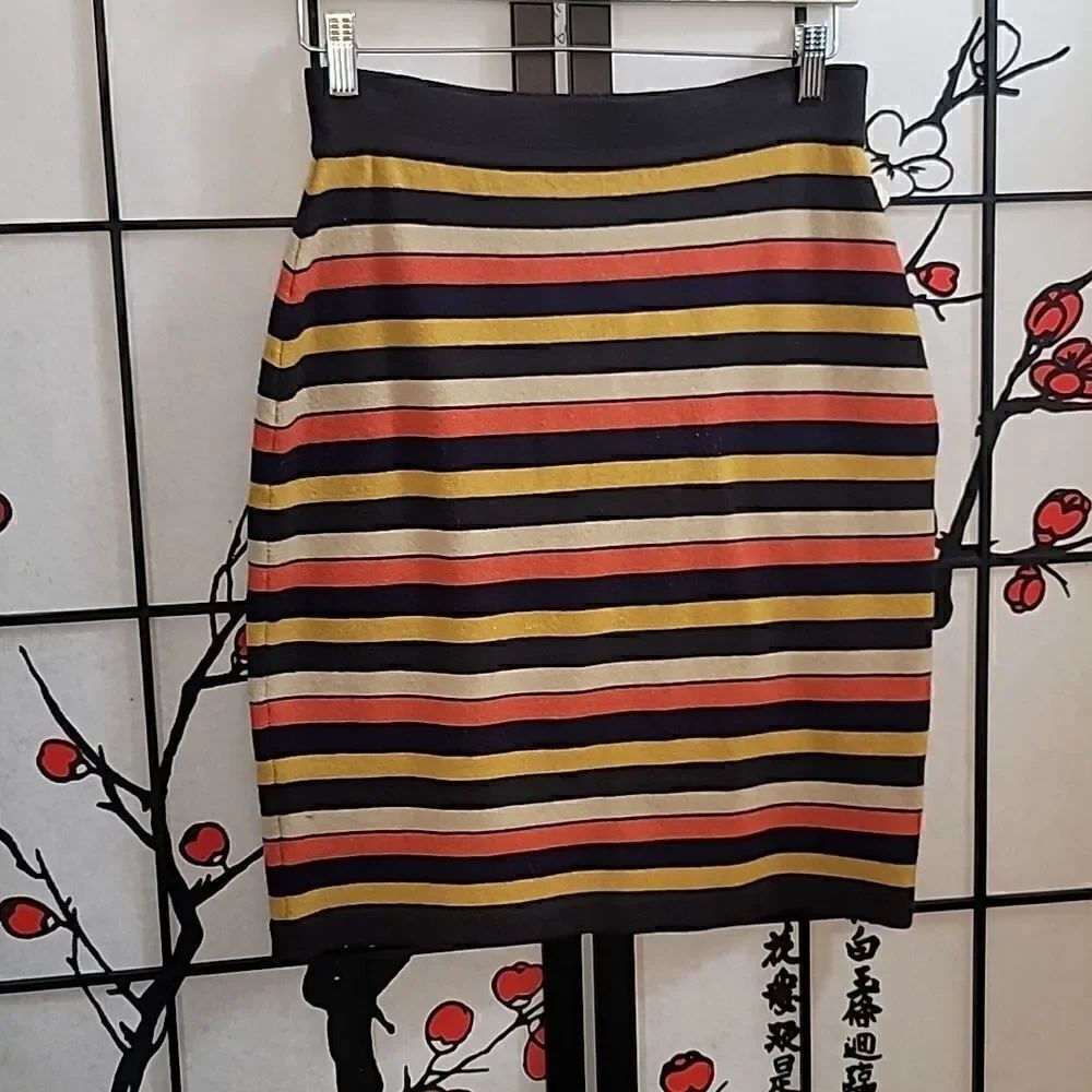 Judy Hornby Vintage Striped Multi colored wool skirt